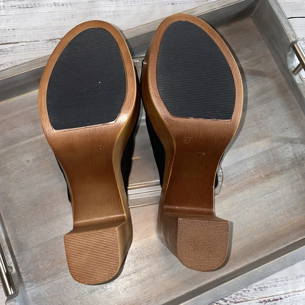 SHEIN Chunky Band Platform Slip-On Heeled Sandals